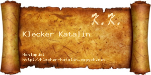 Klecker Katalin névjegykártya